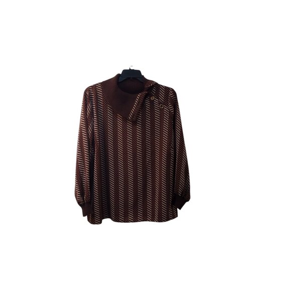 Iman: Long Sleeve Blouse, Size 2X, Brown/Tan - Picture 1 of 7